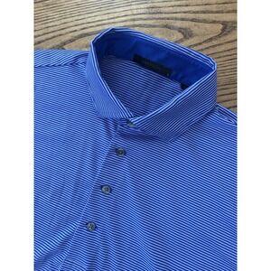 Greyson Men's Large Blue/White Striped Golf Polo Performance Short Sleeve Shirt